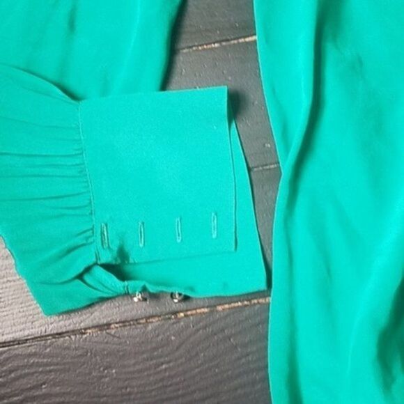 Lavender Brown Green 100% Silk Blouse - Picture 6 of 10